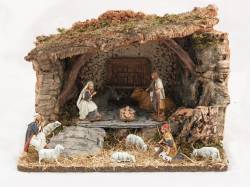 CAPANNA IN SUGHERO CON PARTICOLARE IN GESSO CON NATIVITA'