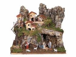 VILLAGGIO CON CASE ILLUMINATE E NATIVITA'